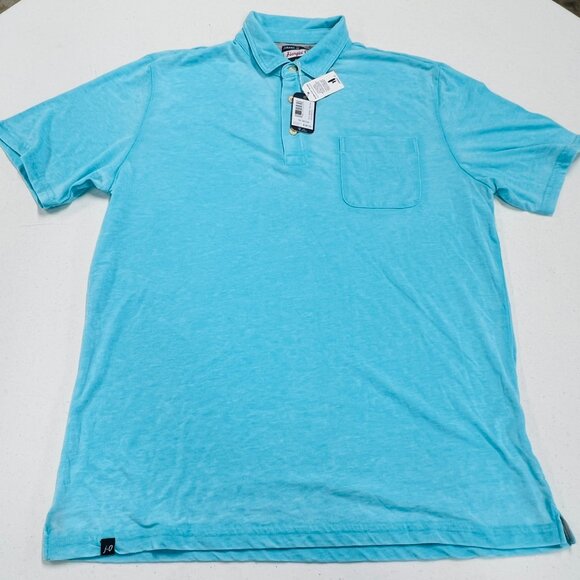 JOHNNIE-O MEDIUM HANGIN'OUT THE LOCAL POLO Short Sleeve Shirt MONTEGO Blue NWT - Picture 7 of 8